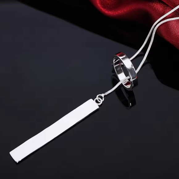 Circle Minimalist Silver Necklace - Picture 5 of 6